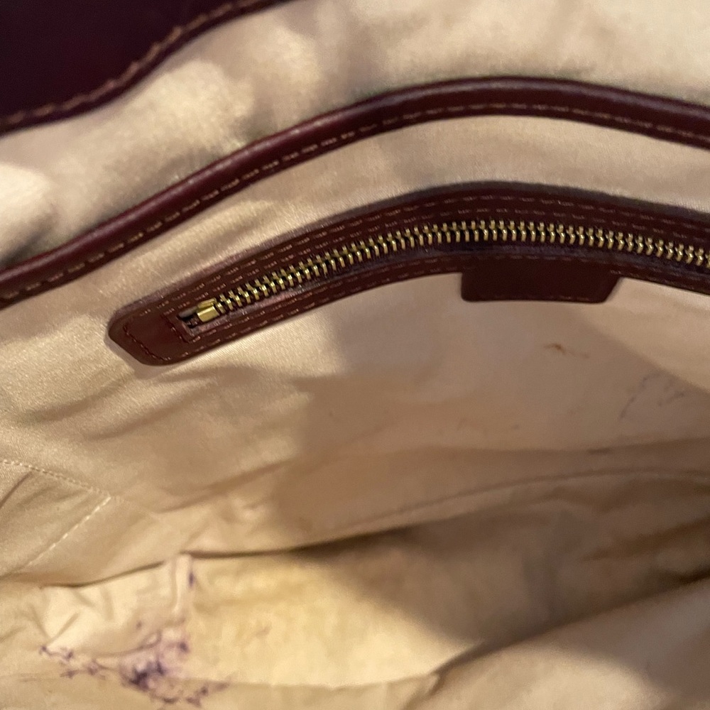 Red Louis Vuitton bag well used marks inside some soil on outside